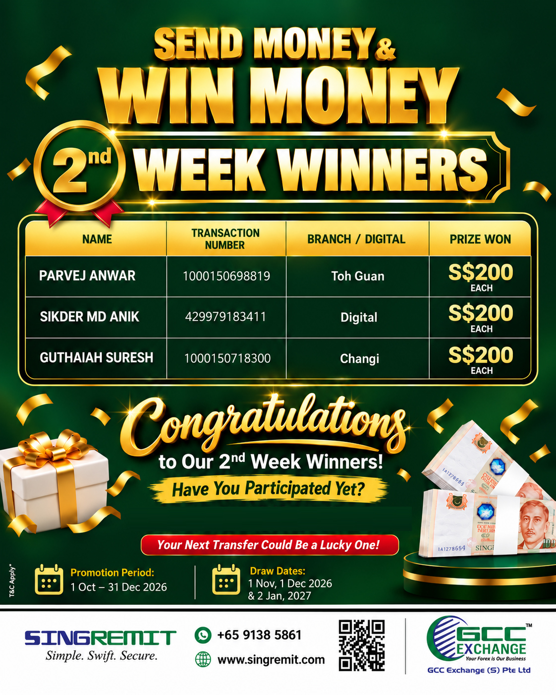 2nd Week Winners